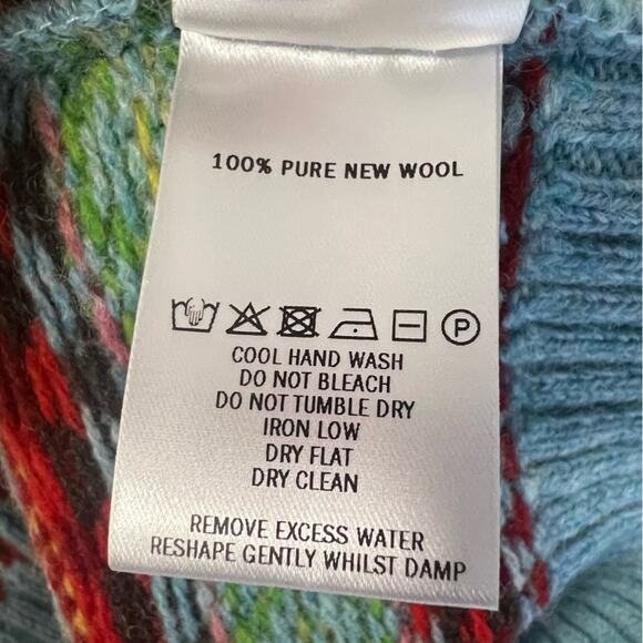 NEW Molly Goddard Harper Fair Isle Cardigan Sweater Blue Sz S - Picture 9 of 10